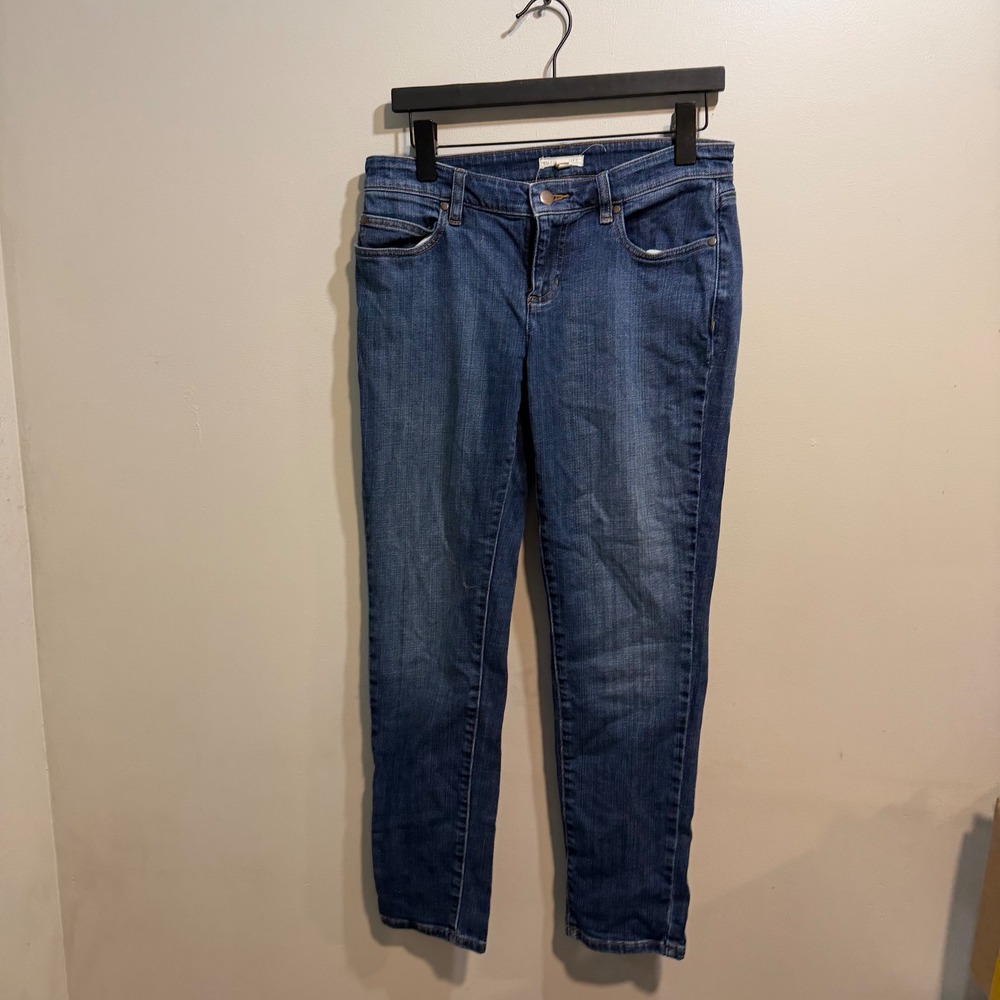 Eileen Fisher Womens Slim Straight Leg Jeans Dark Wash Blue Denim Size 4
